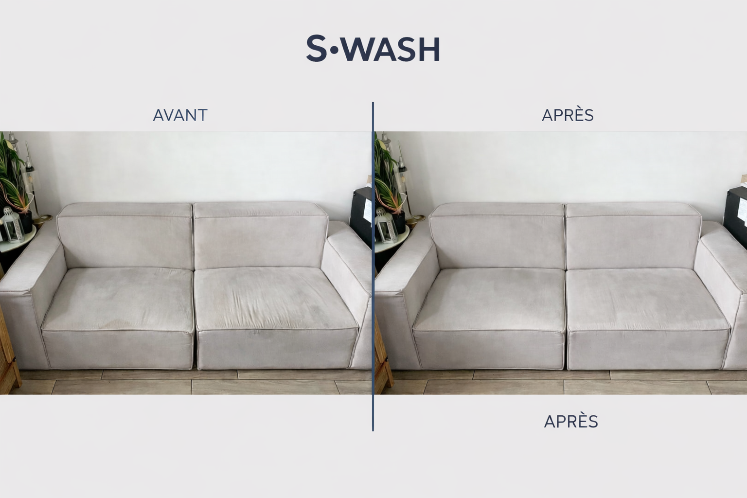 Comparaison avant après nettoyage canapé Toulouse